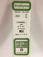 Evergreen 263 Plasticcart U Channel 2,5x1,1x350mm (4) 1
