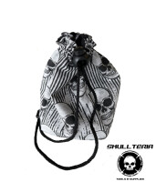 Würfelbeutel Grau mit Totenkopf / Schwarz wendbar 3