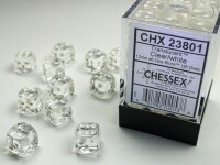 Translucent Clear/White 36x W6 12mm Dice Set