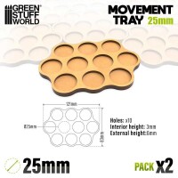 MDF Movement Trays Skirmish AOS 25mm 3x4x3 2