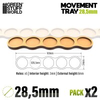 MDF Movement Trays Skirmish AOS 28.5mm 5x1 2