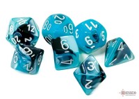 Gemini Black Shell/White RPG Dice Set gallery