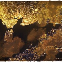 Deep Cut Studio Wargames Terrain Mat Orbital Night Coast 4x4